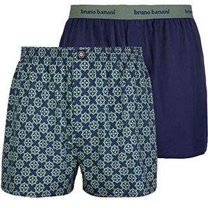 Bruno Banani Woodland Boxershorts voor heren, 2 stuks, 2 stuks, Farngrün Print // Marineblauw