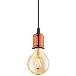 EGLO Yorth Hanglamp met 1 lichtpunt, snoerpendel, vintage, industrieel, hanglamp van staal in koper, kabel in zwart, voor eettafel of woonkamer, met E27-fitting