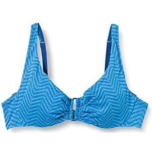 Lovable Zig Zag Jacquard Bikini Soutien-Gorge avec Armature et Bonnet à Voile, Multirayures, Bleu Clair, 90E Femme