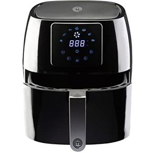 MasterChef Airfryer Heteluchtfriteuse, 4,5 l, 1600 W, vetvrije heteluchtfriteuse voor 2-4 personen, digitaal touchscreen en 7 programma's, voorverwarmen en warmhouden, 80-200