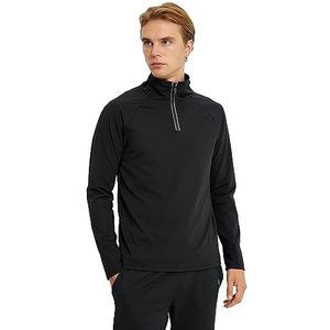 Koton Sportsweatshirt met lange mouwen en hoge kraag voor heren, Zwart (999)