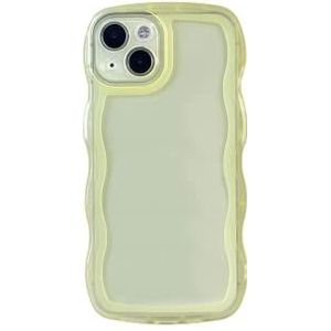Compatibel met iPhone 14Pro Max Case met Transparante Leuke Curly Eenvoudige Golf Case voor Meisjes Vrouwen Zachte TPU Telefoon Beschermende Case Transparant Geel