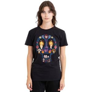 Coco Day of The Dead Skull with Miguel, Ernesto, Hector T-shirt pour femme, noir, L, Noir, L