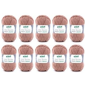 Gründl Hot Socks Pearl Uni Breiwol (75% merinowol, 20% polyamide, 5% kasjmier, 50g/m200 m, naalden 2,5-3, 10x50g) camel, 40x37x11 cm