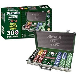 Pokerkoffer-set 300 chips: de Piatnik-Poker-kofferset; met 300 high-gloss-chips, wild, 2 Pokerdecks en dealer-chip in afneembare aluminium koffer