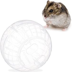 Relaxdays Hamsterbal, knaagdier speelgoed, accessoires, muis, optimaal, kunststof, 14 cm, transparant, 1 element