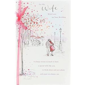 UK Greetings Verjaardagskaart voor vrouwen, verjaardagskaart van man tot vrouw, verjaardagskaart voor haar met sentimenteel gedicht, geïllustreerde verjaardagskaart met lint