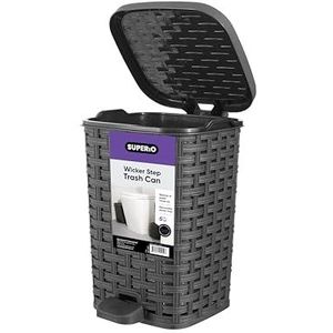 Superio Mini-afvalemmer voor buiten met pedaal, kleine outdoor afvalemmer met deksel, 5 liter kunststof afvalbak voor badkamer, slaapkamer, keuken, kantoor, terras (rieten