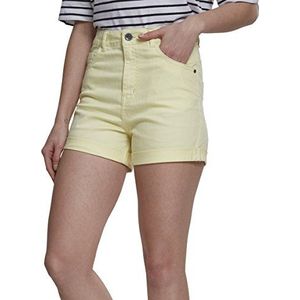 Urban Classics Hoge taille shorts vrouwen shorts vrouwen warme broek stretch twill broek vrouwen, Geel (poedergeel 01323)