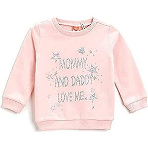 Koton Sweatshirt met glitter en ronde hals, katoen, trainingspak voor babymeisjes, Roze (Bt4)