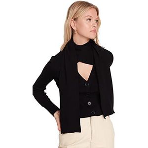 Trendyol Cardigan Neckholder Uni Sweater dames, zwart, S, zwart.