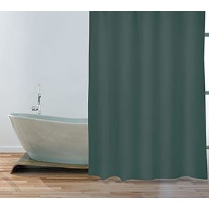 MSV Douchegordijn met ringen - donkergroen - gerecycled polyester - 180 x 200 cm - wasbaar - Voor bad en douche