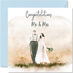 Bruiloftskaarten voor bruid en bruidegom, hartelijke felicitatie Mr & Mrs. - wenskaarten ""Happy Wedding Day"", felicitatiekaart voor bruiloft voor koppels