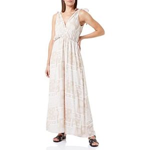 IZIA Maxi-jurk voor dames met allover-print, Beige/Wit