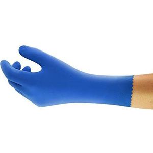Ansell ProFood 87-305 latex handschoenen van natuurlijk rubber, bescherming tegen chemicaliën en vloeistoffen, blauw, maat 7,5-8 (12 paar)