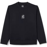 Armani Exchange Sweat-shirt à col rond pour homme, motif Icon Project, logo brodé, bleu marine, XXL, bleu foncé, XXL