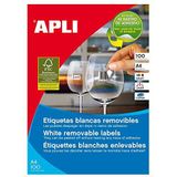 APLI 3055 etiketten, wit, afneembaar, 52,5 x 21,2 mm, 100 vellen