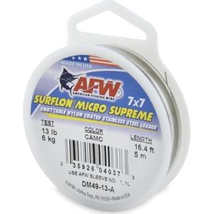 American Surflon Vislijn, Surflon-Micro, geplateerd, nylon, 7 x 7, roestvrij staal, draadchef, DM49-13-A, Camo Brown, 5 meter, 13 inch