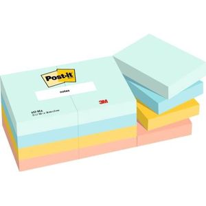 Post-it Notes, Beachkleuren, 12 blokken, 100 vellen per blok, 38 mm x 51 mm, groen, geel, oranje – zelfklevende notities voor notities, takenlijsten en herinneringen