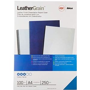 GBC LeatherGrain dekplaten 250 g/m², blauw, 100 stuks