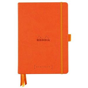 RHODIA 118583C – hardcover bullet journal goalbook Tangerine – A5 – gestippelde punten – 240 pagina's – licht papier 90 g – 3 banden, elastische sluiting – omslag kunstleer