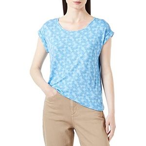 TOM TAILOR 1037401 T-shirt voor dames, 32819 - Blauw gelaagd bladpatroon