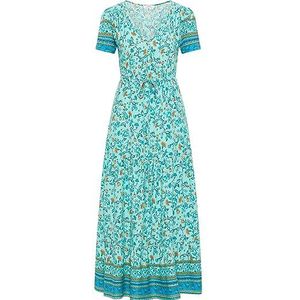 EYOTA Maxi-jurk voor dames met bloemenprint 15926602-EY01, turquoise, meerkleurig, L, maxi-jurk met bloemenprint, L, Maxi-jurk met bloemenprint