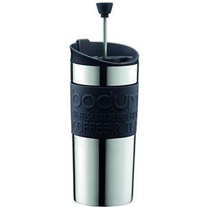 Bodum - 11067-01 – Travel Press – thermobeker met zuiger – dubbelwandig roestvrij staal – 0,35 l – zwart