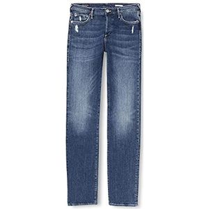 True Religion Highrise Turnup Blue Denim Straight Jeans voor dames, blauw (Blue Denim 4646)