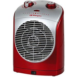 Orbegozo FH 5021 - Compacte ventilatorkachel 2200 W, éénvoudige ventilatie, twee warmtestanden: 1100 W en 2200 W, met thermostaat FH 5025 rood/zilver