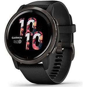 Garmin Venu 2 Multisport GPS-smartwatch met AMOLED-display, lange batterijduur (11 dagen) - grijs met zwarte armband - 45 mm behuizing (gereviseerd), Roségoud en wit, Komt 2