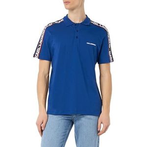 KARL LAGERFELD Poloshirt met langwerpig logo poloshirt voor heren, Mazarine blauw