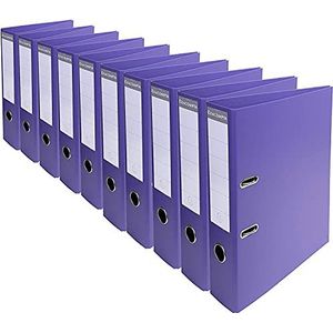 Exacompta - Ref. 53757E – karton met 10 ordners A4 Prem'Touch – rug 70 mm – mechanisch 75 mm – buitenafmetingen: 32 x 29 x 7 cm – formaat A4 – kleur: viool