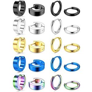 Adramata 10 paar roestvrij stalen creolen kleurrijke ring goud zwart zilver creolen piercing schelp kraakbeen helix piercing oorbel, Roestvrij staal