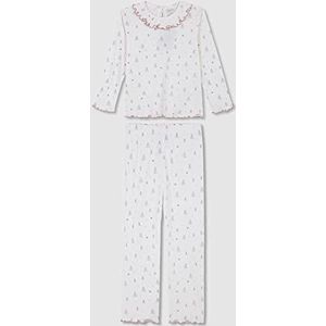 Gocco Pyjama Fille Imprimé Canale Pyjama pour L'Hiver, Blanc cassé, 9-10 ans