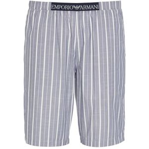 Emporio Armani Emporio Armani Geweven pyjama voor heren, bermuda, garen, dyed, trainingsbroek voor heren (1 stuk), Onregelmatige blauwe strepen