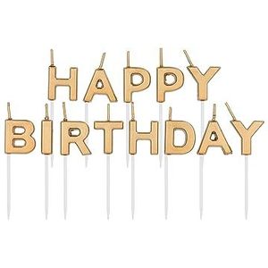 Folat 24206 Happy Birthday-taartkaarsen, goudkleurig, 2 cm, voor verjaardag, decoratie, kinderfeest, bruiloft, bedrijfsfeest, verjaardag