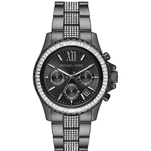 Michael Kors Dameshorloge EVEREST, behuizingsgrootte 42 mm, chronograaf uurwerk, roestvrij stalen armband, zwart., MK6974