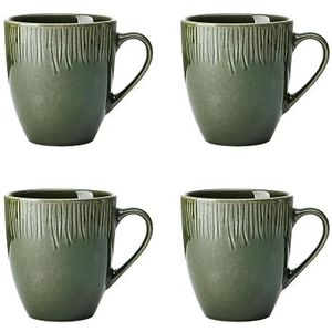 Mikasa Jardin Set van 4 thee- en koffiekopjes van aardewerk, 420 ml, in geschenkdoos, vaatwasmachinebestendig, groen