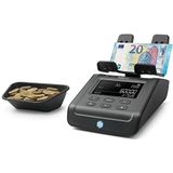 Safescan 6165 muntenteller voor munten en bankbiljetten, muntenteller met automatische muntrolherkenning, weegschaal voor snel en eenvoudig tellen van de kassalade