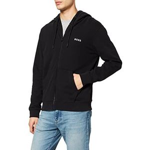 BOSS Zeedo 1 Sweatshirt met capuchon voor heren met ritssluiting van katoenmix met contrasterend logo, Zwart 1