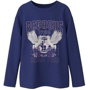 NAME IT Nkfolisia Ls Top Pb T-shirt met lange mouwen voor meisjes, Beacon Blue.