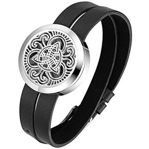 Flongo Aromatherapie leren armband aromatherapie diffuser voor dames en heren met 6 vilten pads, draagbaar cadeau, cadeau voor vrouwen en meisjes, Leder, Zonder steen