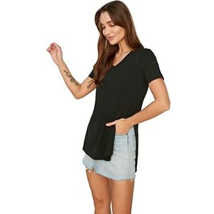 Trendyol Asymmetrical Knitted, dames T-shirt, zwart, zwart.