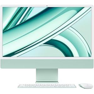 Apple 2023 iMac All-in-One desktop-pc met M3-chip: 8-core CPU, 8-core GPU, 24-inch 4,5K Retina-display, 8 GB uniform geheugen, 256 GB SSD-geheugen; groen; FR