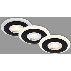 Briloner - Set van 3 LED-plafondinbouwspots, LED-ringverlichting, inbouwverlichting, vlakke LED-inbouwspot, badkamer, inbouwspot, IP44, zwart, 84 x 34 mm (DxH)