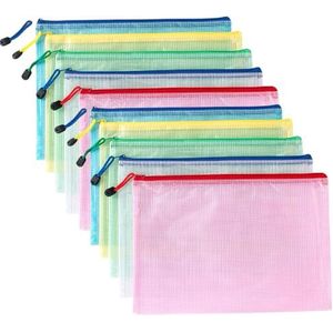 Documententas met ritssluiting, A5, transparant, pvc, documentenmap, kunststof tas, 5 kleuren, voor kleine voorwerpen, cosmetica, reisaccessoires enz. (10 stuks)