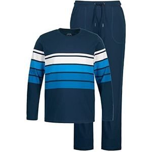 JP 1880 812389 Pyjama pour homme, grande taille, coupe ajustée, t-shirt à manches longues, pantalon, Bleu nuit mat, XXL