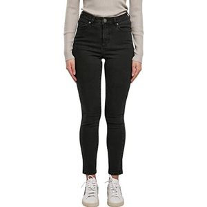 Urban Classics Dames Organic High Waist Skinny Jeans Shorts Dames, Zwart gewassen