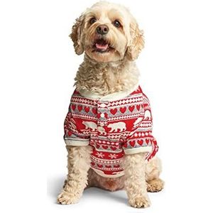 Hatley Fair Isle Bear & Moose Family Pyjamaset voor dames, Rood (Dog Pyjama - Bear Fair Isle 600)